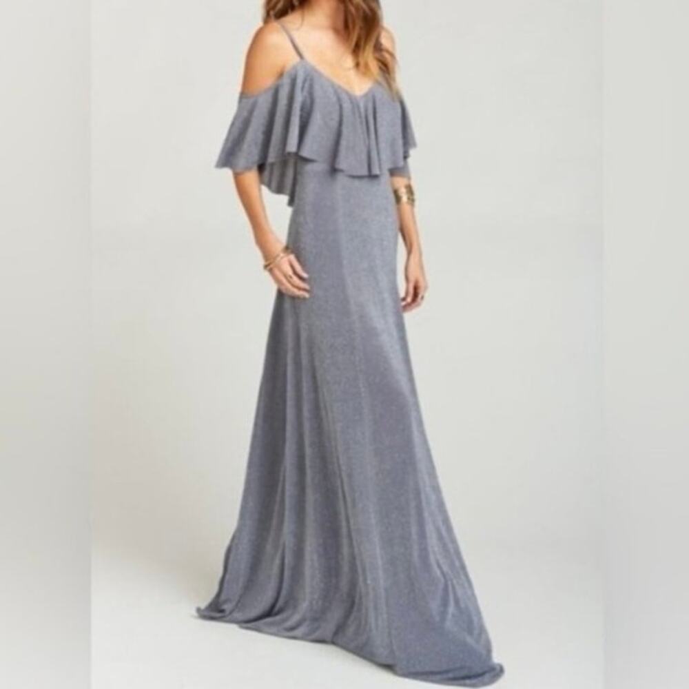 Show Me Your Mumu Renee Maxi Ruffle Dress Dancing Queen Shine Smoke Sz Small NWT